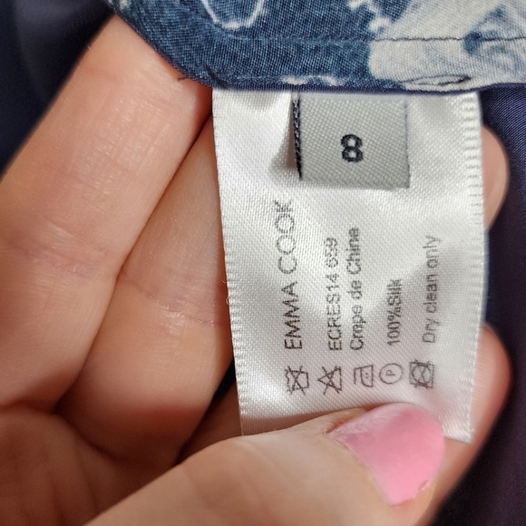 EMMA COOK Blue Silk Button Down Blouse 8 - Picture 5 of 5
